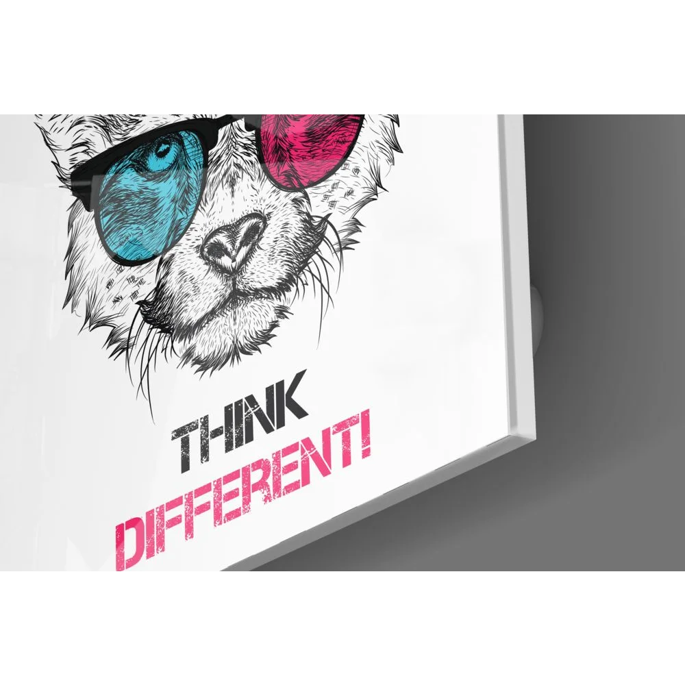 Cool cat tempered glass art with 3D sunglasses poster