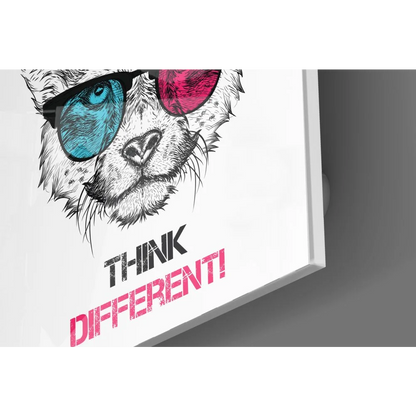 Cool cat tempered glass art with 3D sunglasses poster