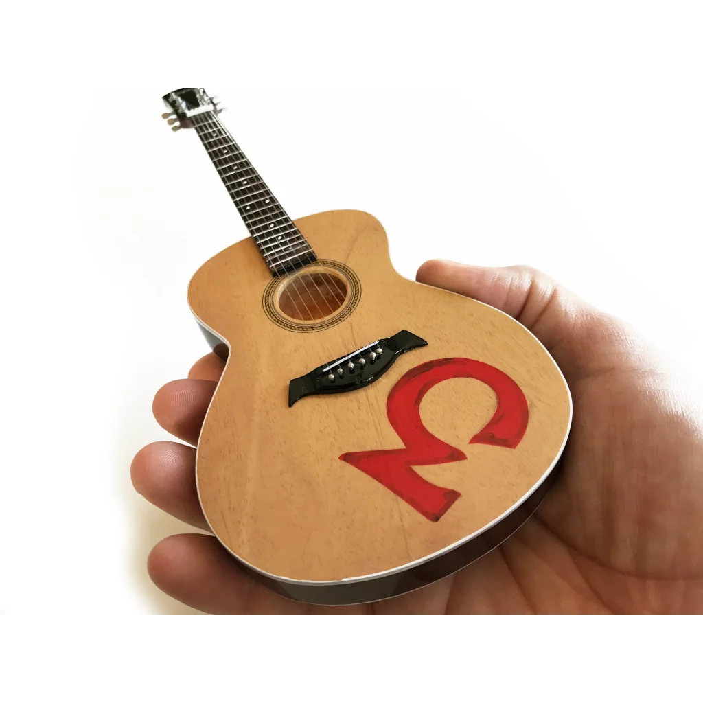 Third Eye Blind mini acoustic guitar with red omega by Axe Heaven