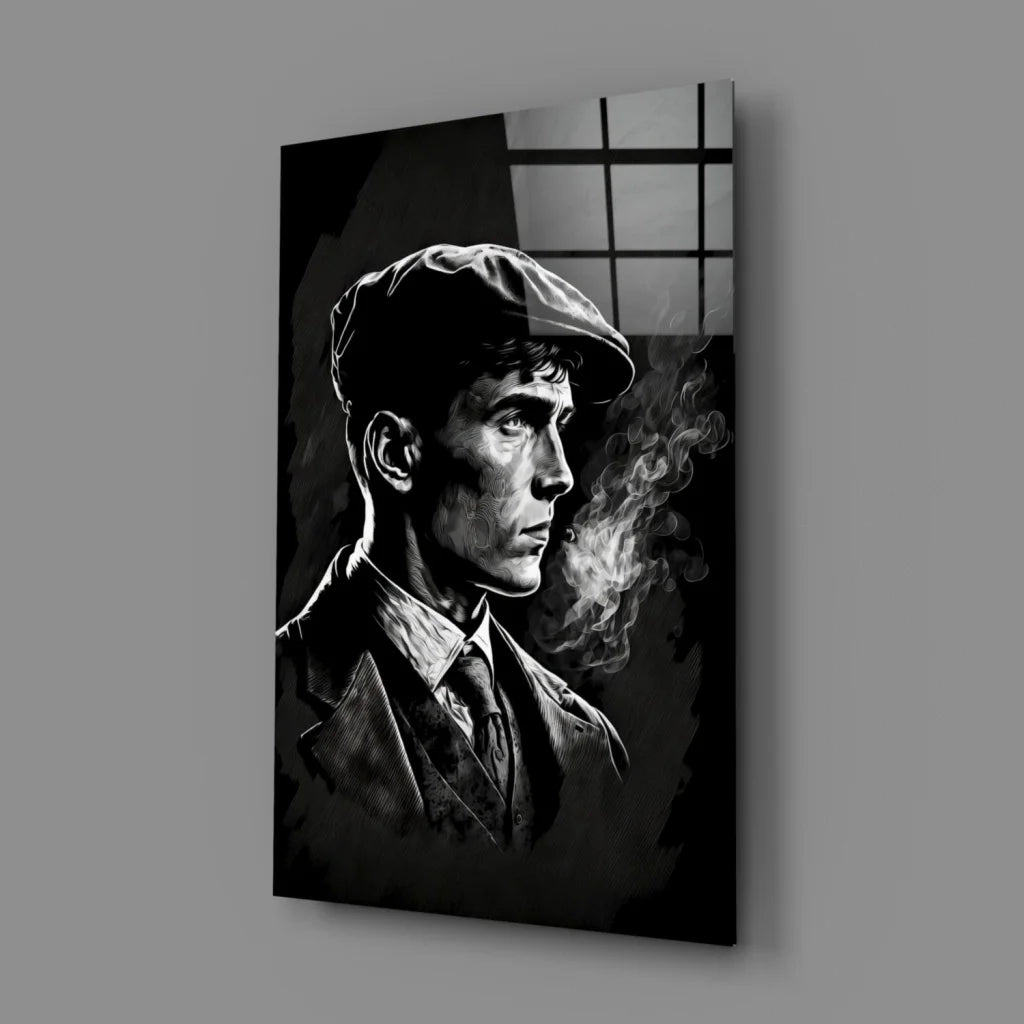 Vintage Gangster Glass Wall Art Portrait Canvas Print | Glass Wall Art Print | vintageantiquesgifts.com
