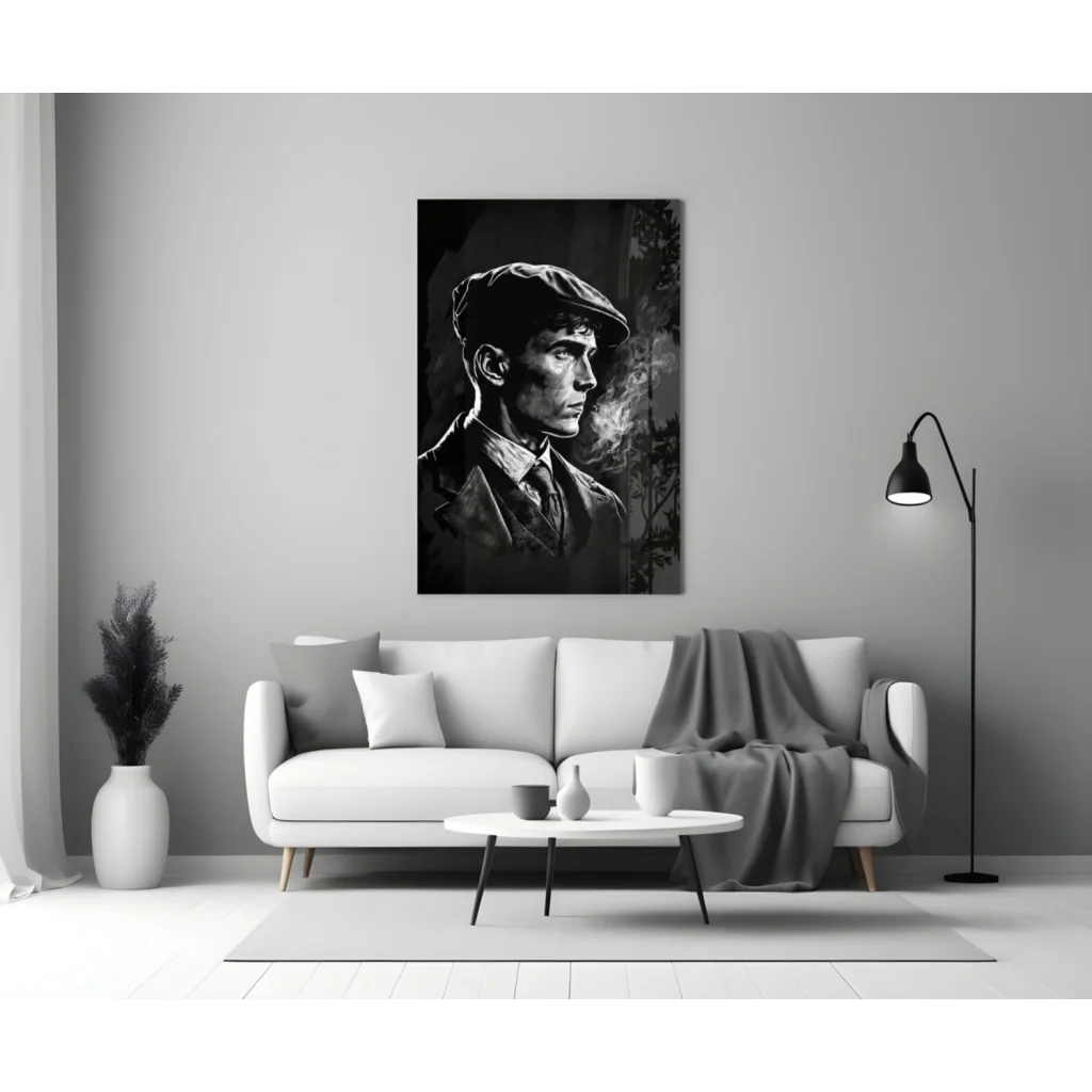 Vintage Gangster Glass Wall Art Portrait Canvas Print | Modern Wall Art Decor | vintageantiquesgifts.com