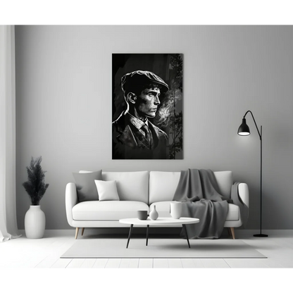 Vintage Gangster Glass Wall Art Portrait Canvas Print | Modern Wall Art Decor | vintageantiquesgifts.com