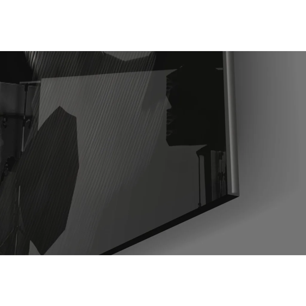 Sleek silver-framed glass wall art mirror with ridges