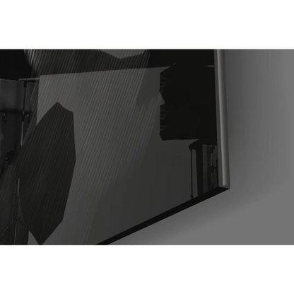 Sleek silver-framed glass wall art mirror with ridges