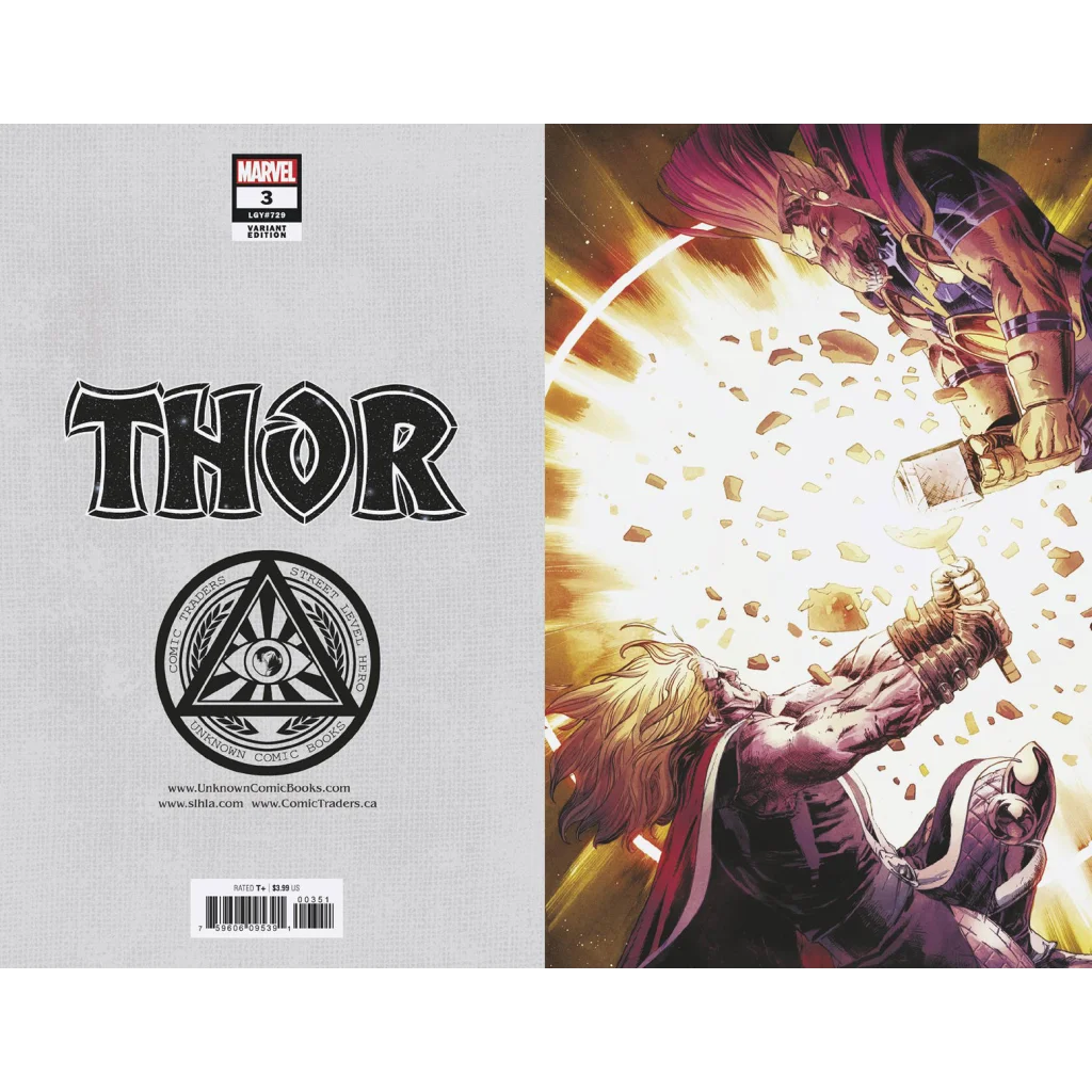 Comic book with Thor battling an opponent on the 4th PTG Klein Variant Cover