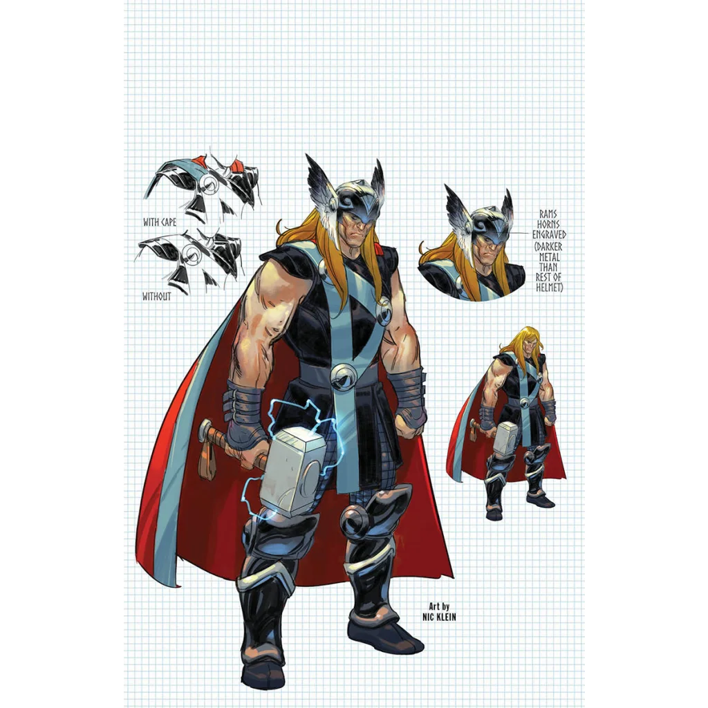 Thor character design sheet from the 3rd PTG Epic Battle Comic featuring Beta Ray Bill