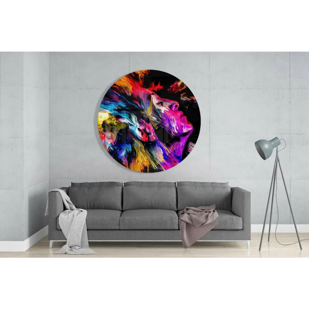 Fiery Swirl Tempered Glass Art with Neon Colors | Glass Wall Art Print | vintageantiquesgifts.com