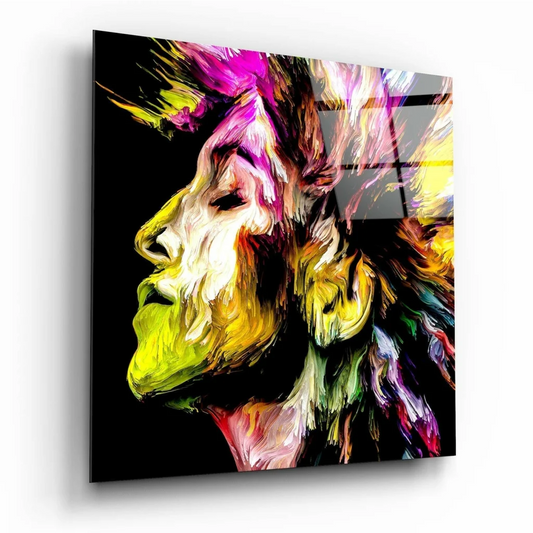 Neon Abstract Glass Wall Art Portrait in Electric Colors | Insigneart USA | vintageantiquesgifts.com