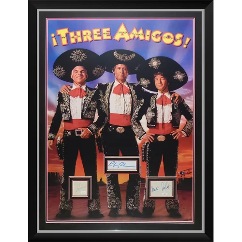 Three Amigos movie poster deluxe framed with autographs