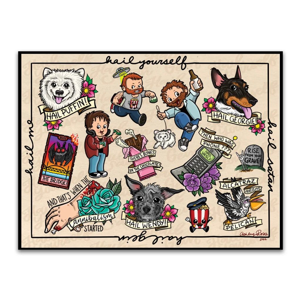 Colorful comic book art print with pop culture references from Butch Mapa’s three limited edition collection