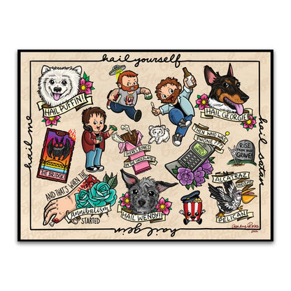 Colorful comic book art print with pop culture references from Butch Mapa’s three limited edition collection