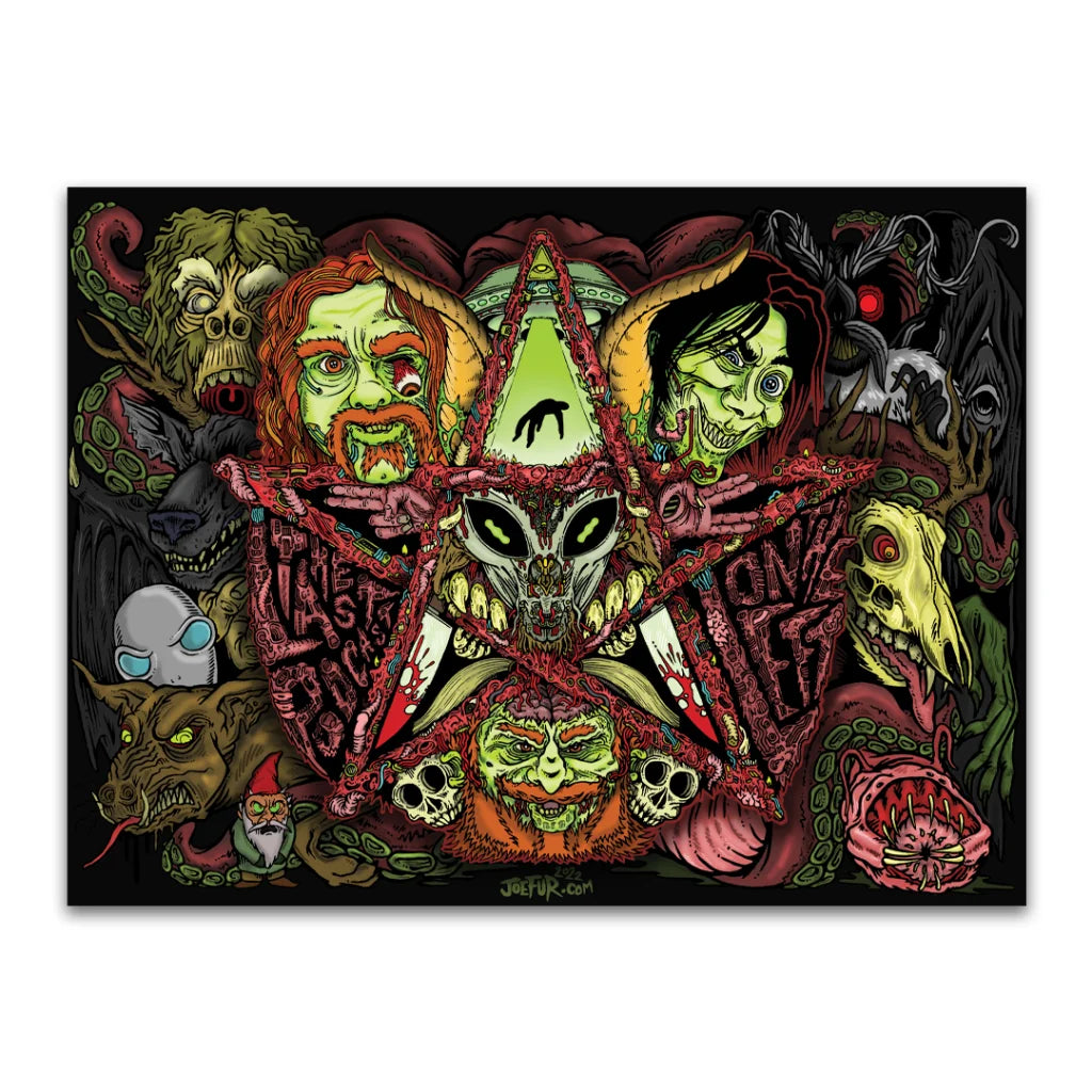 Horror-themed comic book illustration by Butch Mapa featuring a pentagram and grotesque figures