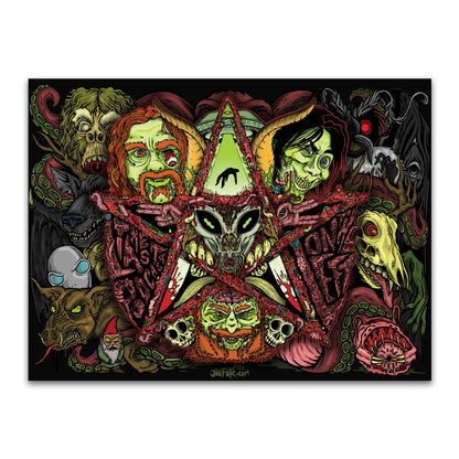 Horror-themed comic book illustration by Butch Mapa featuring a pentagram and grotesque figures