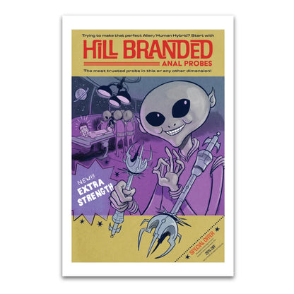 Humorous comic book poster of alien anal probes in Three Limited Edition Prints by Butch Mapa