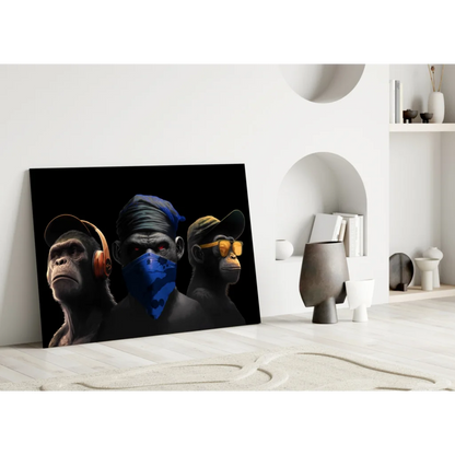 Three Wise Monkeys urban street style canvas wall art with headphones