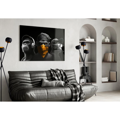 Three Wise Monkeys Urban Street Style Canvas Wall Art | Contemporary Home Wall Art | vintageantiquesgifts.com