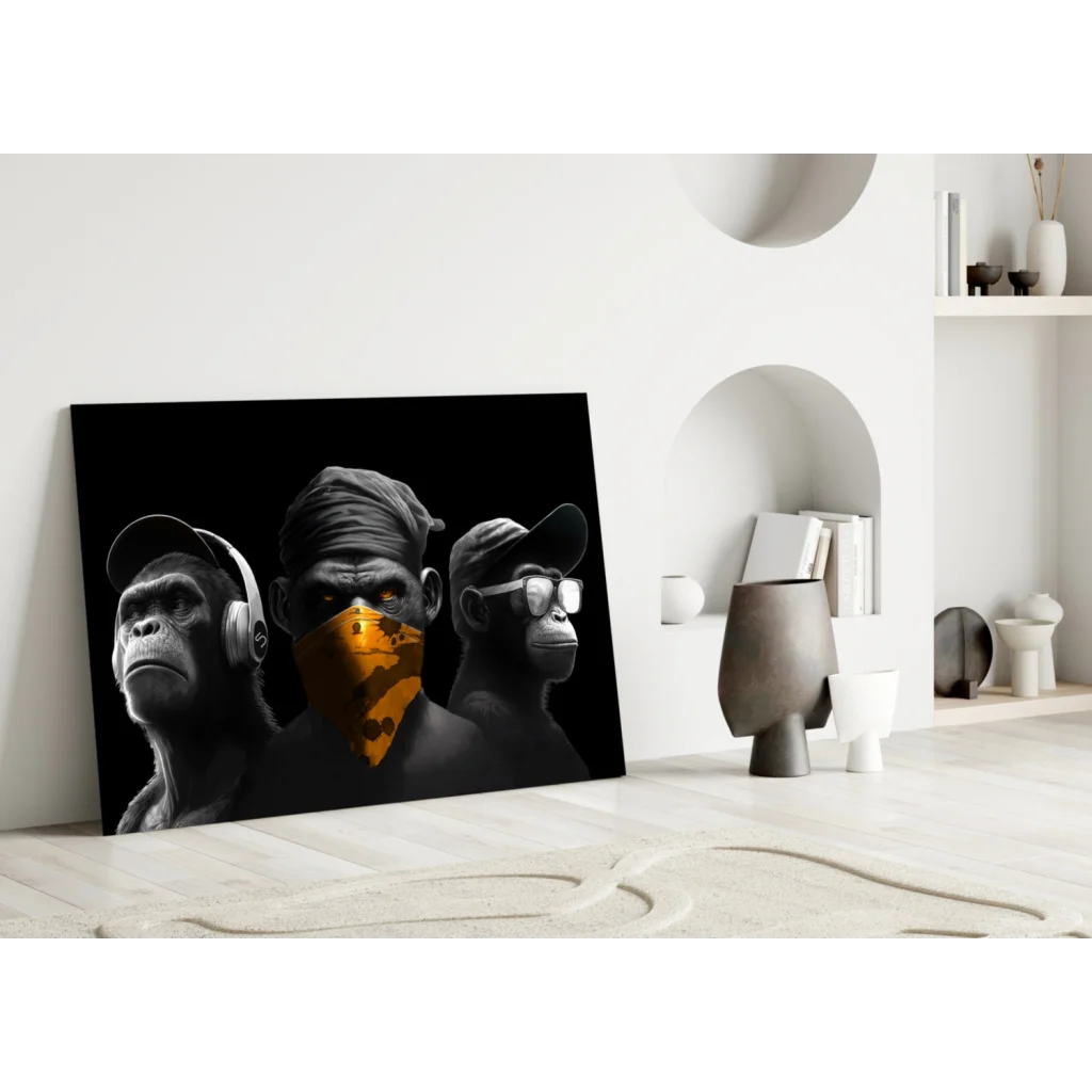 Three Wise Monkeys Urban Street Style Canvas Wall Art | Modern Wall Art Decor | vintageantiquesgifts.com