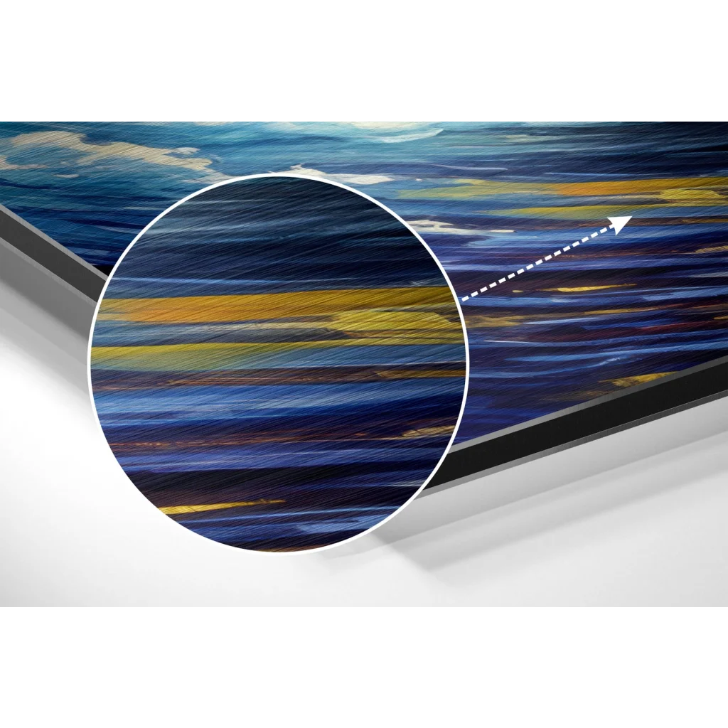 Vibrant ocean wave on brushed aluminium dibond wall art print