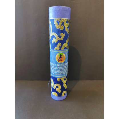 Tibetan handmade incense: blue gold Buddha stick package with purple top