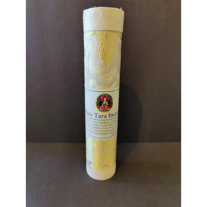 Tibetan handmade incense: white tara sticks in gold embossed wrapper