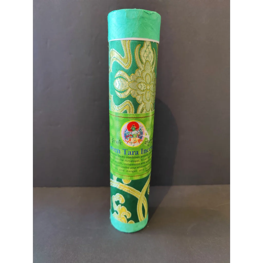 Tibetan handmade incense: green and gold Tara sticks package