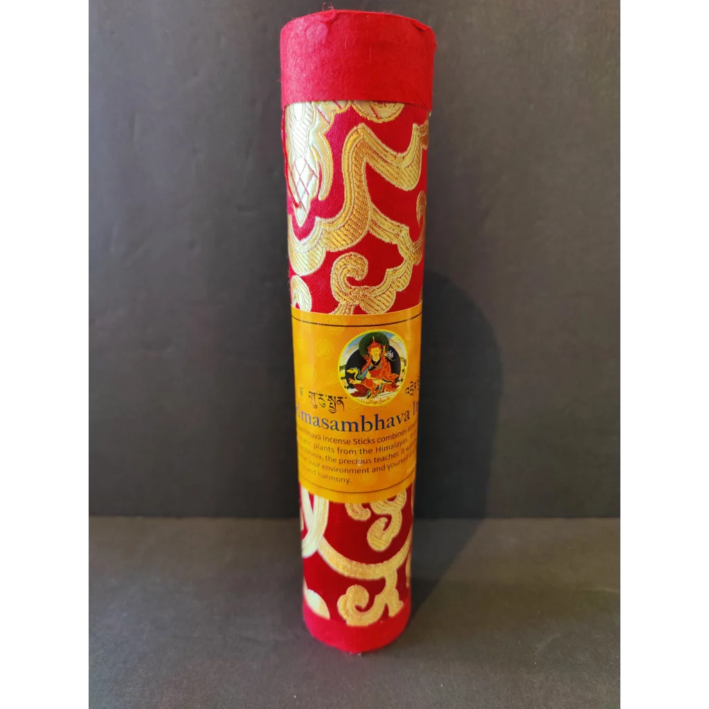 Tibetan handmade incense: red gold patterned cylindrical package