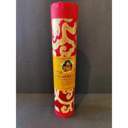 Tibetan handmade incense: red gold patterned cylindrical package