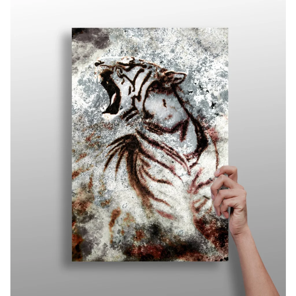 Roaring White Tiger Insigne Aluminum Print | Insigneart USA | vintageantiquesgifts.com