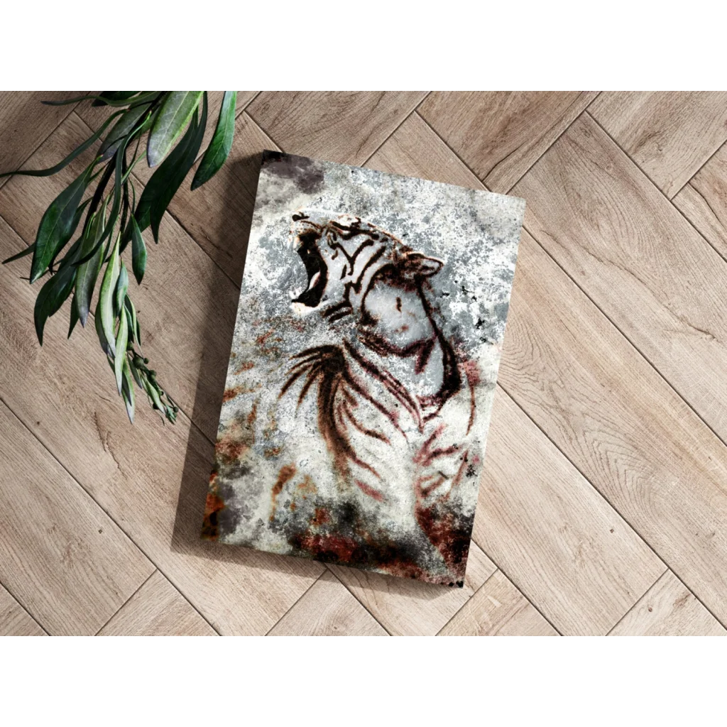 Roaring White Tiger Insigne Aluminum Print | Modern Wall Art Decor | vintageantiquesgifts.com