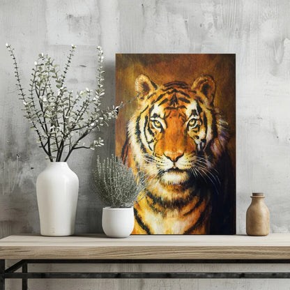 Fierce Tiger Insigne Aluminum Prints for Bold Home Decor | Glass Wall Art Print | vintageantiquesgifts.com