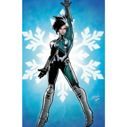 Woman in teal, black, silver superhero costume from Tiger Division Issue 1 by Emily Kim