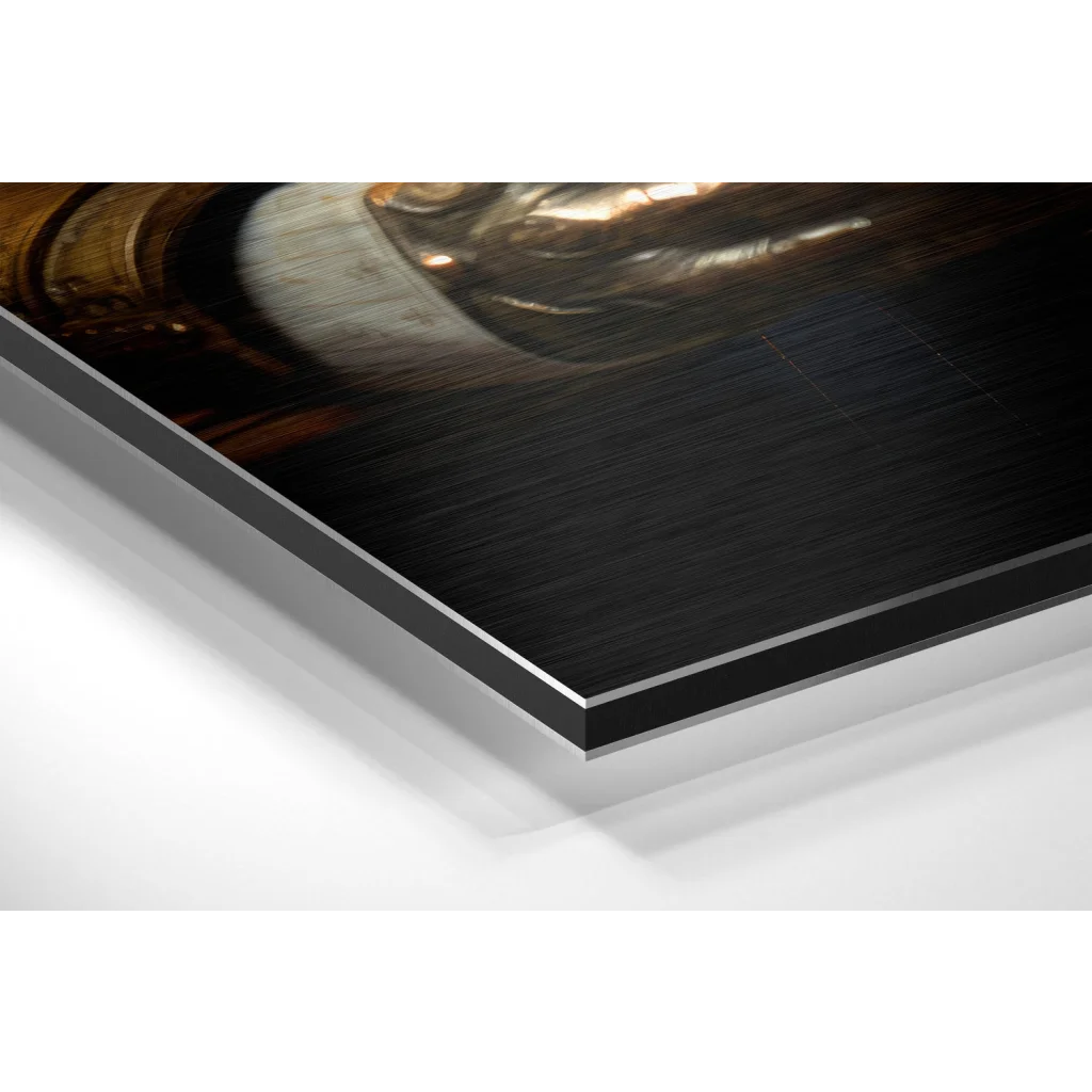 Dapper tiger portrait on brushed aluminium dibond wall art