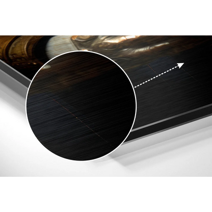 Dapper tiger portrait on black brushed aluminium dibond wall art