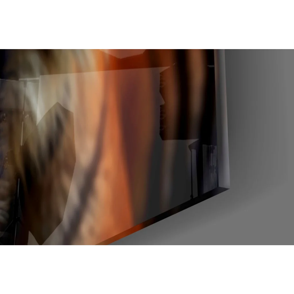 Sleek TV displaying Roaring Tiger wall art with fierce orange stripes