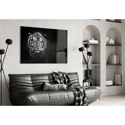 Fierce Tiger Canvas Wall Art with Piercing Blue Eyes | Contemporary Home Wall Art | vintageantiquesgifts.com