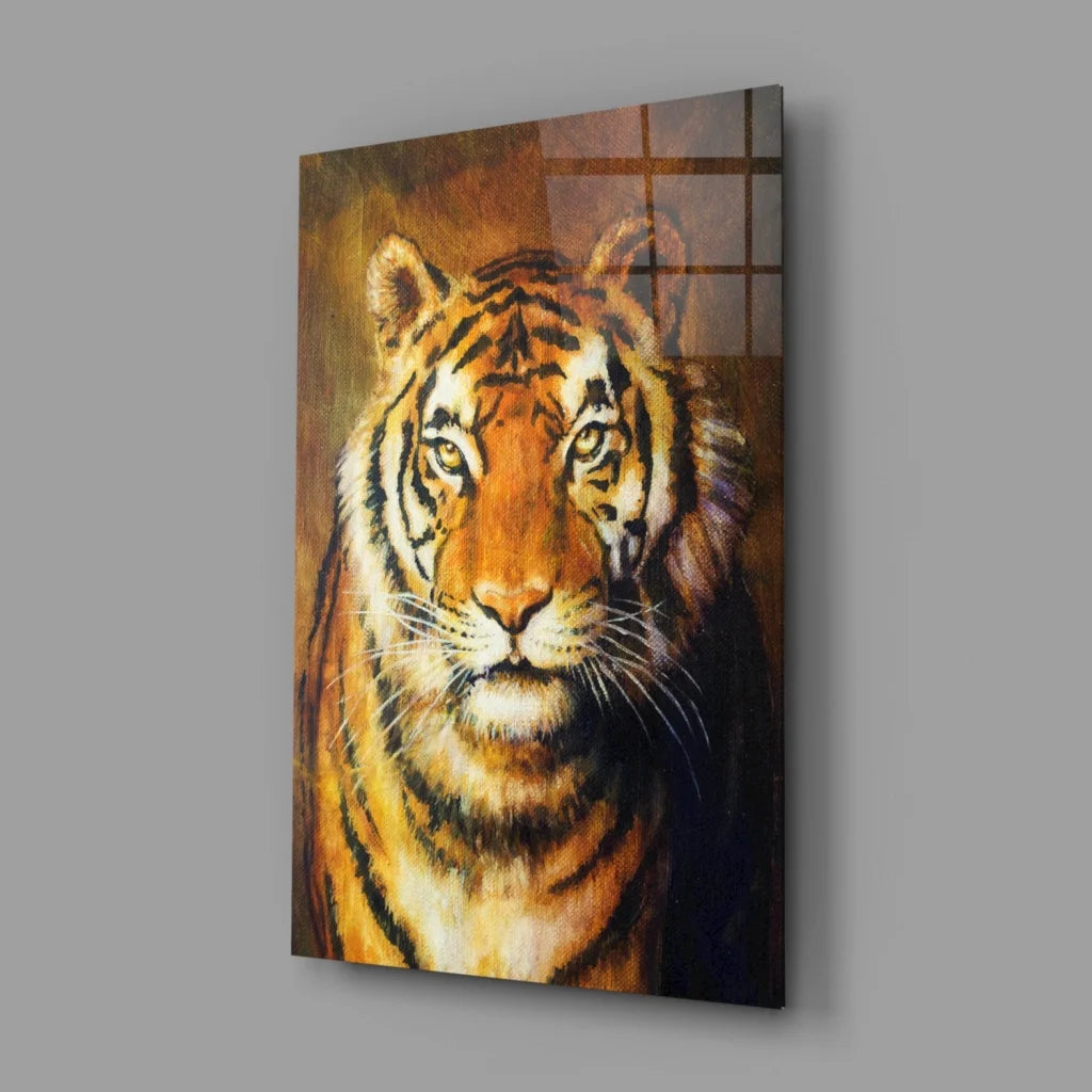 Fierce Tiger Glass Wall Art Ready to Roar in Your Space | Glass Wall Art Print | vintageantiquesgifts.com