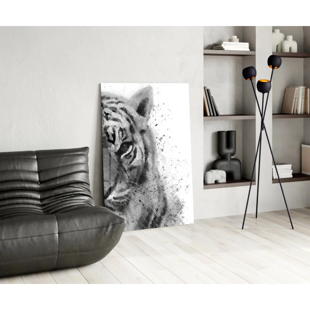 Black and white tiger splatter canvas wall art print