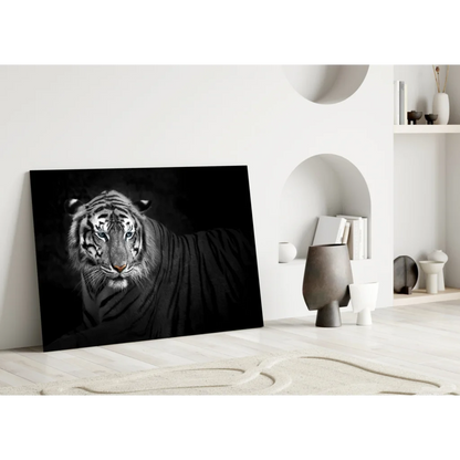 Fierce Tiger Canvas Wall Art with Piercing Blue Eyes | Modern Wall Art Decor | vintageantiquesgifts.com