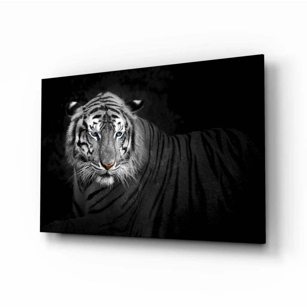 Fierce Tiger Canvas Wall Art with Piercing Blue Eyes | Insigneart USA | vintageantiquesgifts.com