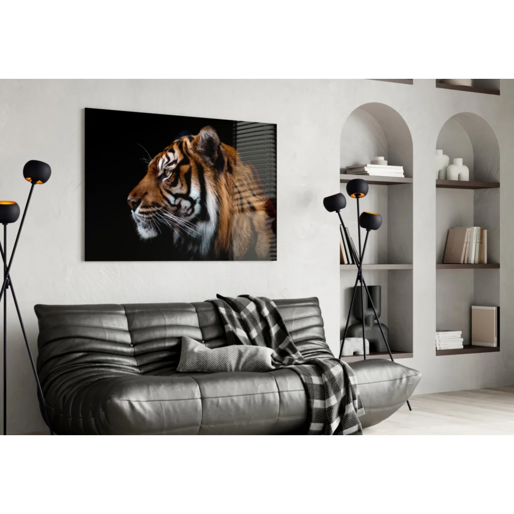 Fierce Tiger Canvas Wall Art With Bold Orange Stripes | Contemporary Home Wall Art | vintageantiquesgifts.com