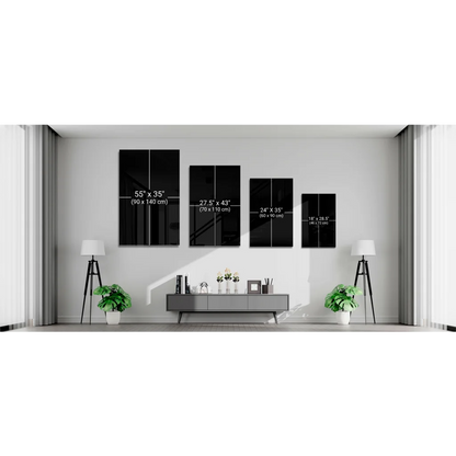 Four intense tiger eyes black and white wall art canvas prints in modern living room