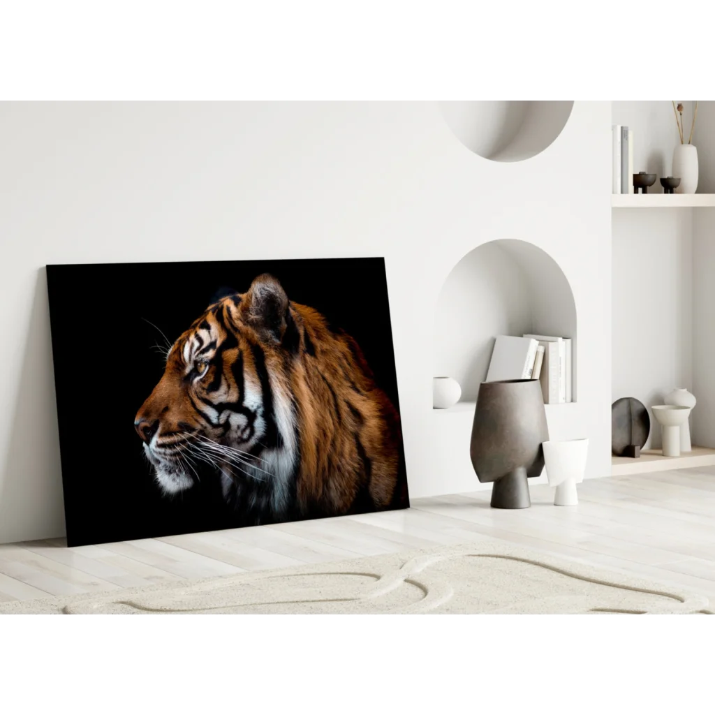 Fierce Tiger Canvas Wall Art With Bold Orange Stripes | Modern Wall Art Decor | vintageantiquesgifts.com