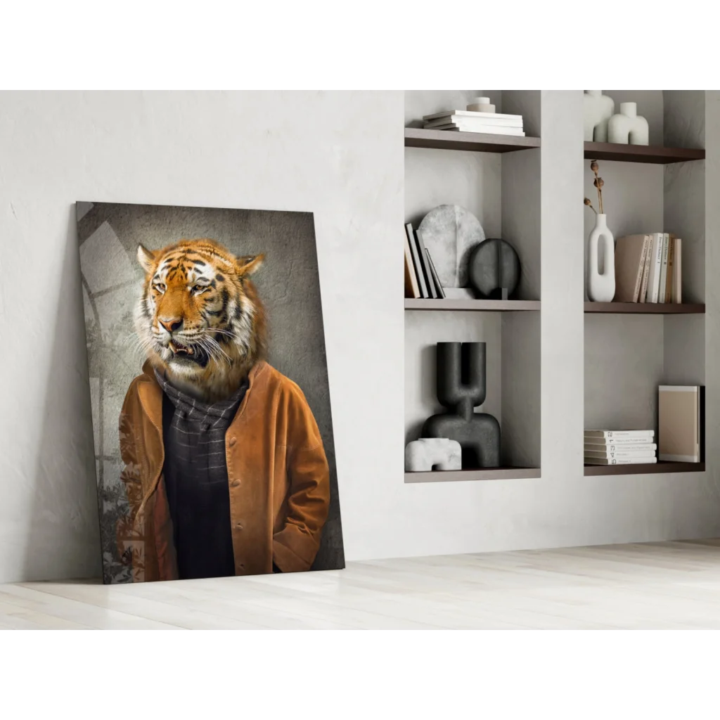 Dapper tiger in jacket canvas wall art print