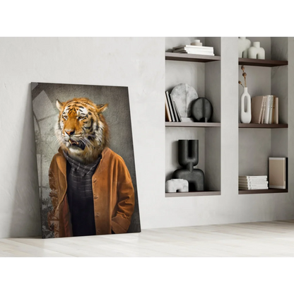 Dapper tiger in jacket canvas wall art print