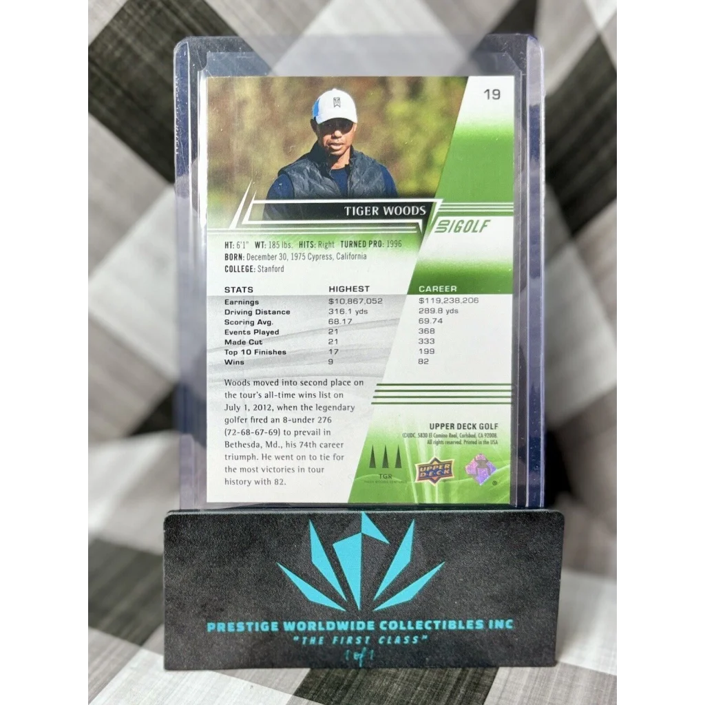 Tiger Woods 2019 Upper Deck Golf Card at Prestige Worldwide Collectibles