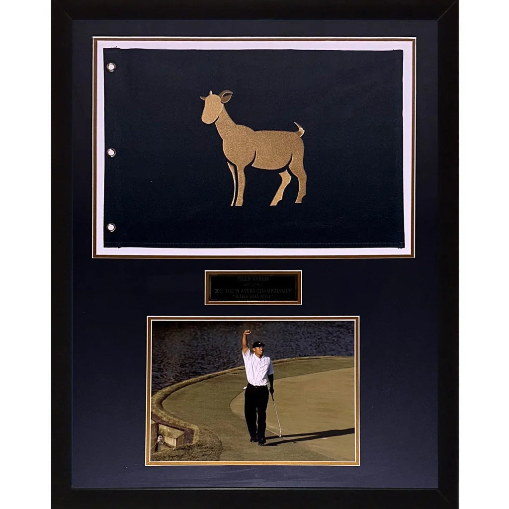 Tiger Woods TPC Players Championship GOAT Flag Framed with Photo