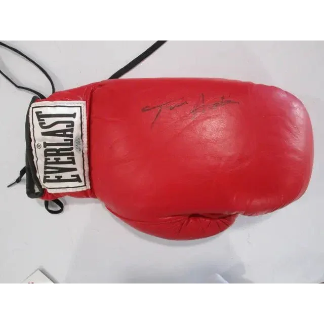 Red Everlast boxing glove with black laces, Tim Austin signed autographed collectible