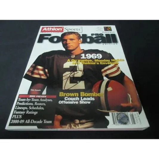 Tim Couch Signed Magazine SSC Certified Sports Collectible featuring football player in brown jersey