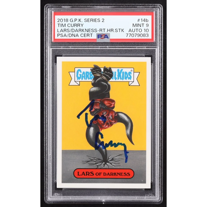 Tim Curry signed Garbage Pail Kids Lars of Darkness graded card with PSA/DNA cert