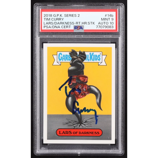 Tim Curry signed Garbage Pail Kids Lars of Darkness graded card with PSA/DNA cert